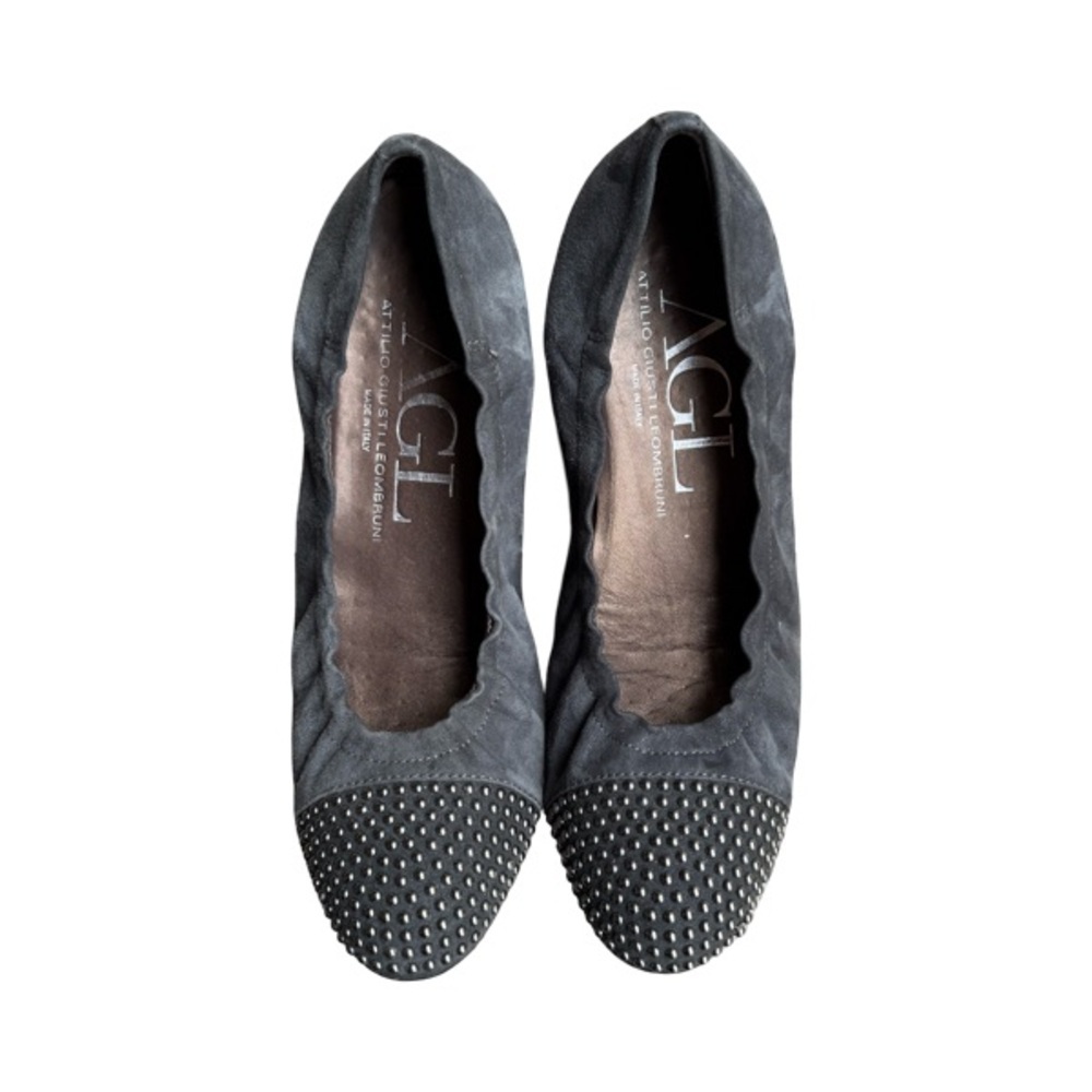 AGL Studded Grey Suede Ballet Flats sz 9
